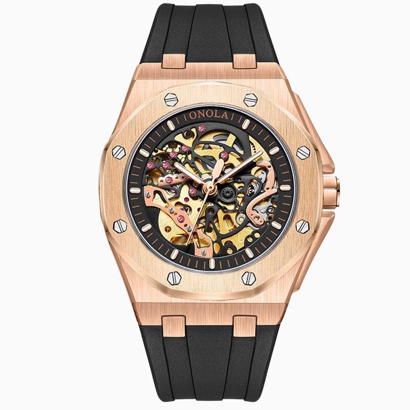 POEDAGAR Watch Skeleton Oak Poedagar Aurev Rose