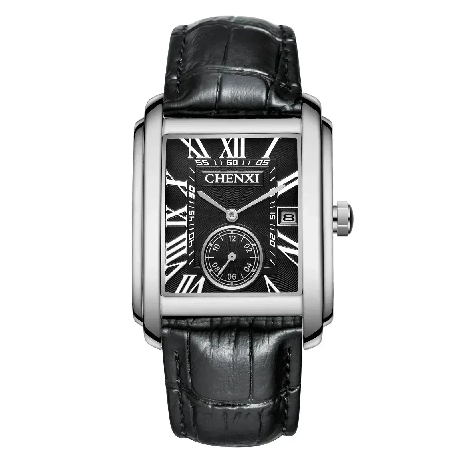 POEDAGAR Watch Vintage Pelle Poedagar Luxvian Black Silver