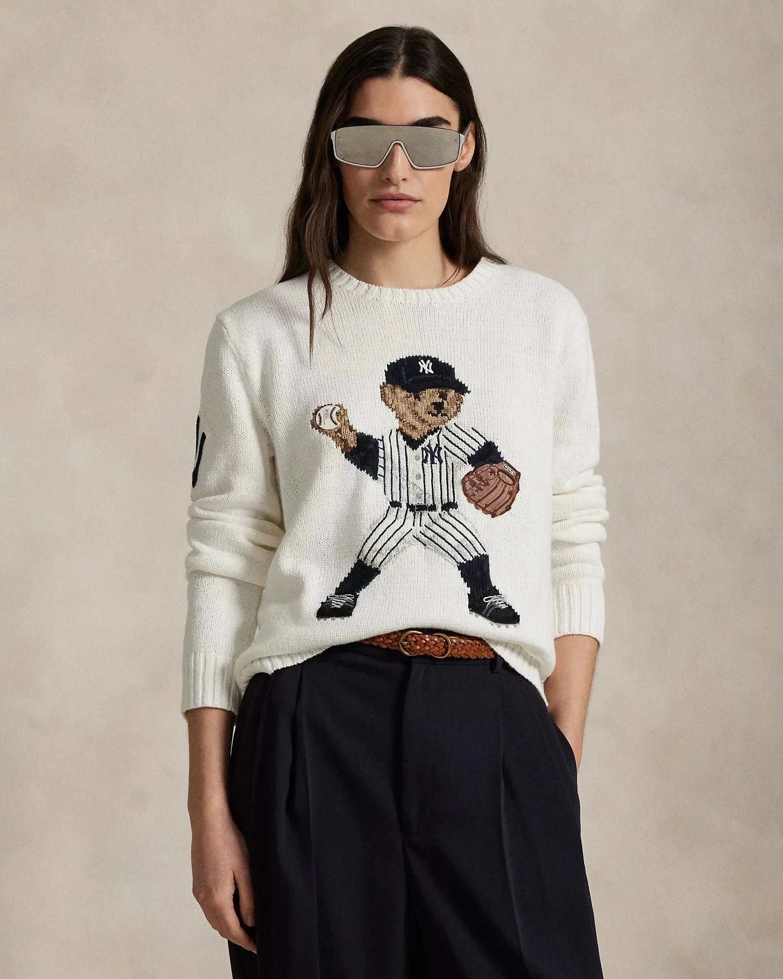 RL Sweater | Yankees Bear Sweater Deckwash White Ralph Lauren Luxvian